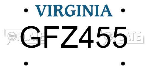 GFZ455 Virginia License Plate
