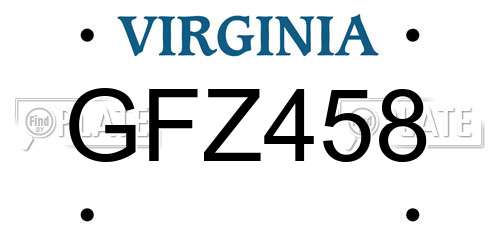 GFZ458 Virginia License Plate