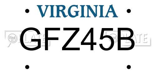 GFZ45B Virginia License Plate
