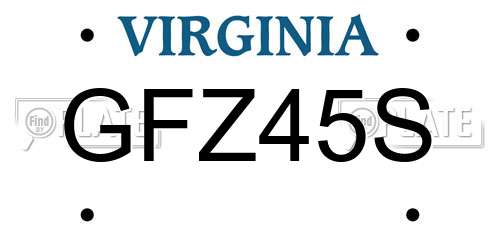 GFZ45S Virginia License Plate