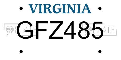 GFZ485 Virginia License Plate