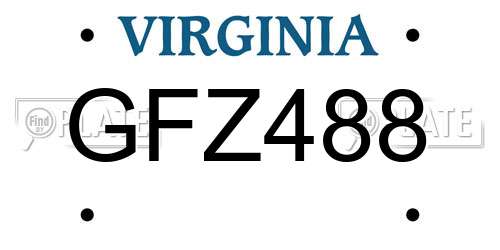 GFZ488 Virginia License Plate