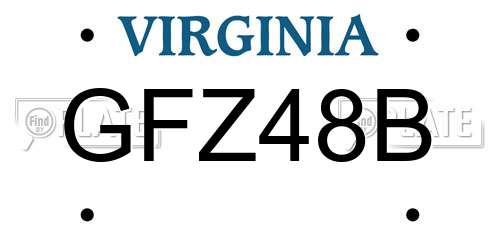 GFZ48B Virginia License Plate