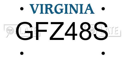 GFZ48S Virginia License Plate