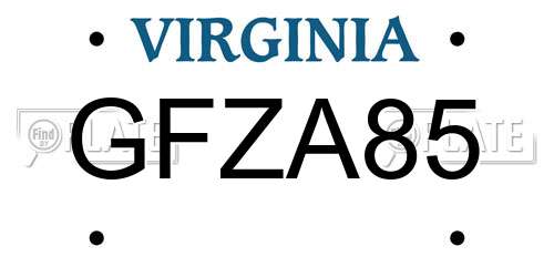 GFZA85 Virginia License Plate