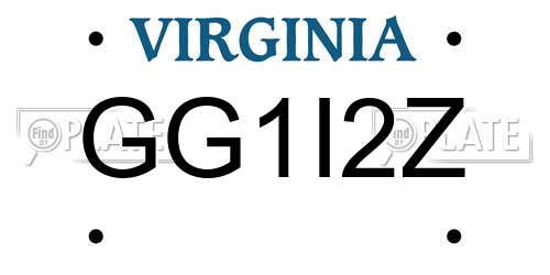 GG1I2Z Virginia License Plate