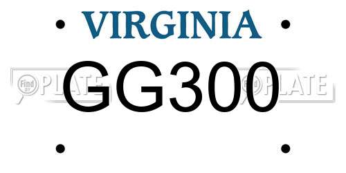 GG300 Virginia License Plate