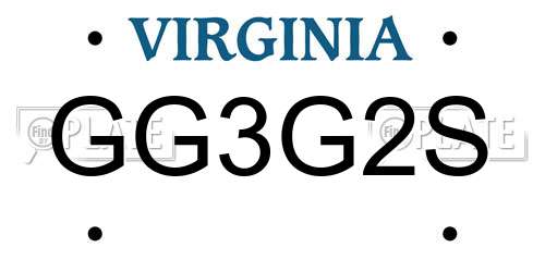 GG3G2S Virginia License Plate