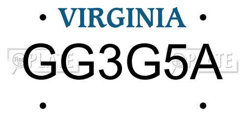 GG3G5A Virginia License Plate
