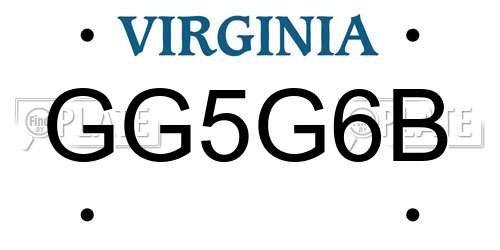 GG5G6B Virginia License Plate