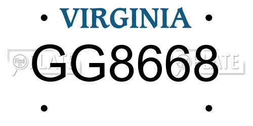 GG8668 Virginia License Plate