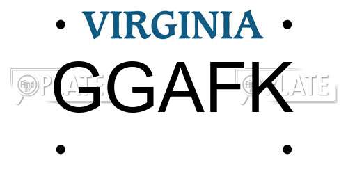 GGAFK Virginia License Plate