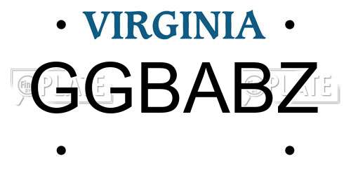 GGBABZ Virginia License Plate