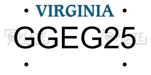 GGEG25 Virginia License Plate