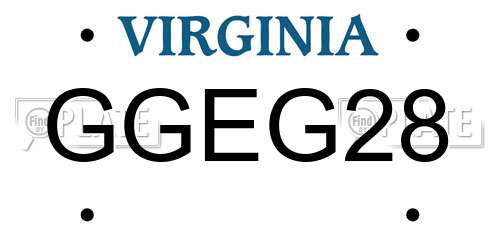 GGEG28 Virginia License Plate