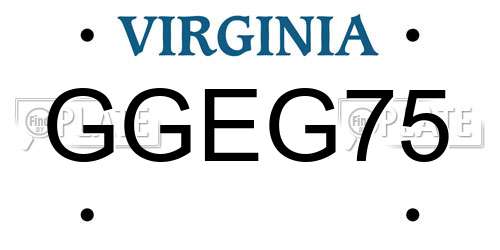 GGEG75 Virginia License Plate