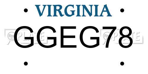 GGEG78 Virginia License Plate