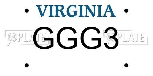 GGG3 Virginia License Plate