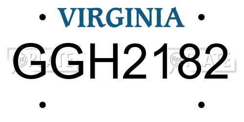 GGH2182 Virginia License Plate