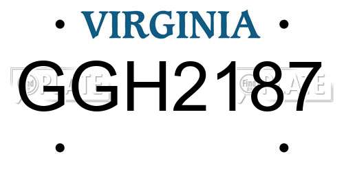 GGH2187 Virginia License Plate