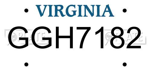 GGH7182 Virginia License Plate