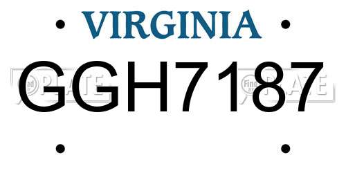 GGH7187 Virginia License Plate