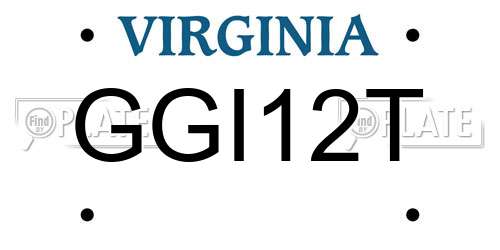 GGI12T Virginia License Plate