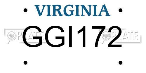 GGI172 Virginia License Plate