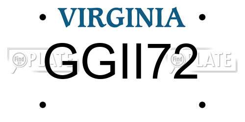 GGII72 Virginia License Plate