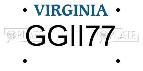 GGII77 Virginia License Plate