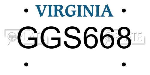 GGS668 Virginia License Plate