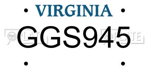 GGS945 Virginia License Plate