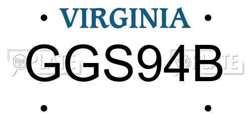 GGS94B Virginia License Plate