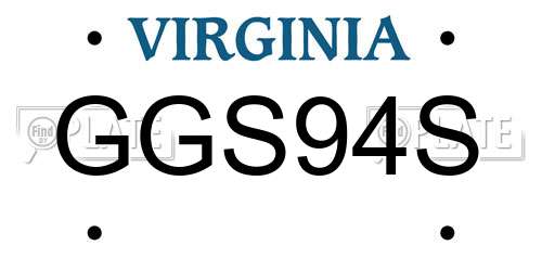 GGS94S Virginia License Plate