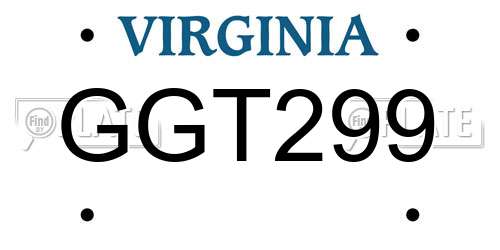 GGT299 Virginia License Plate