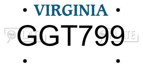 GGT799 Virginia License Plate