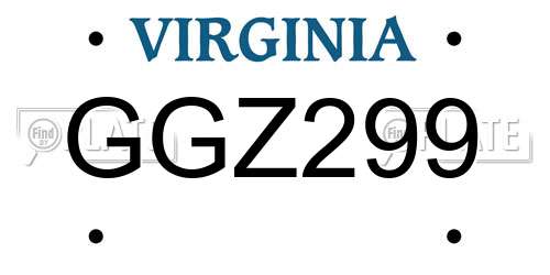 GGZ299 Virginia License Plate