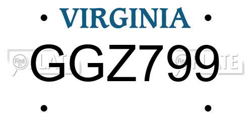 GGZ799 Virginia License Plate