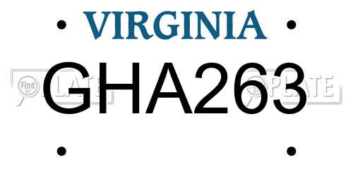 GHA263 Virginia License Plate