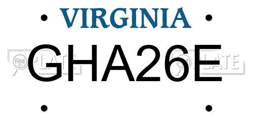 GHA26E Virginia License Plate