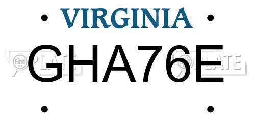 GHA76E Virginia License Plate