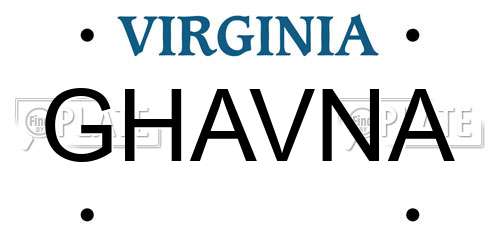 GHAVNA Virginia License Plate