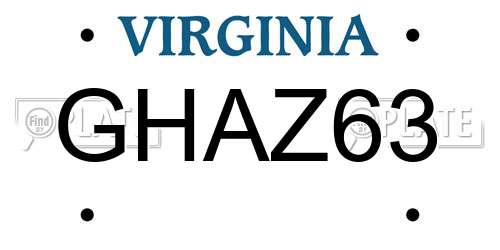 GHAZ63 Virginia License Plate