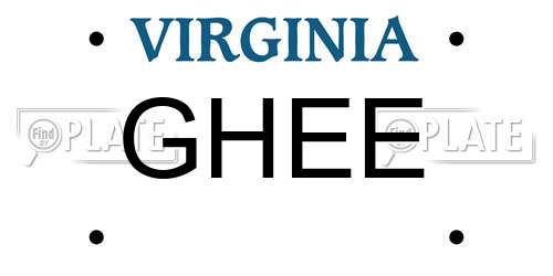 GHEE Virginia License Plate