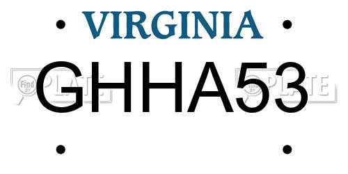 GHHA53 Virginia License Plate