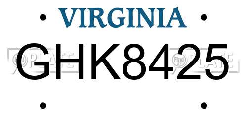 GHK8425 Virginia License Plate