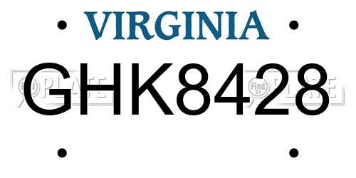 GHK8428 Virginia License Plate