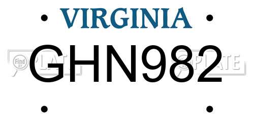 GHN982 Virginia License Plate