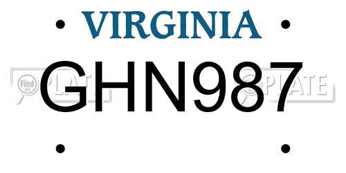 GHN987 Virginia License Plate