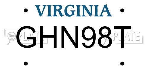 GHN98T Virginia License Plate